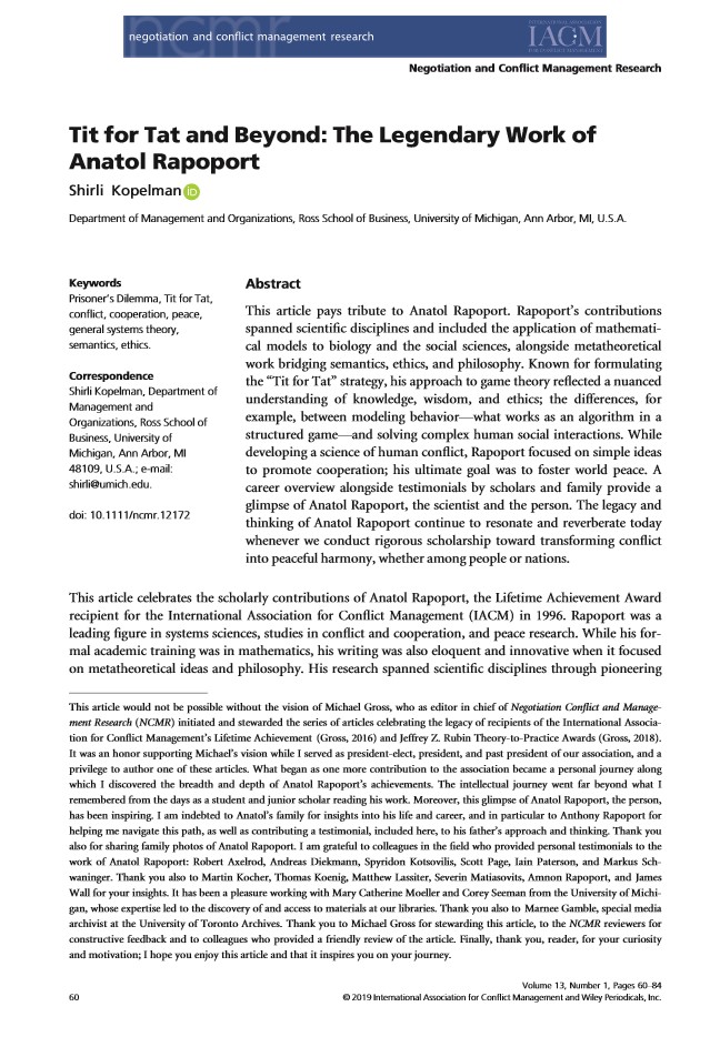 Tit for Tat and Beyond_ The Legendary Work of Anatol Rapoport_1